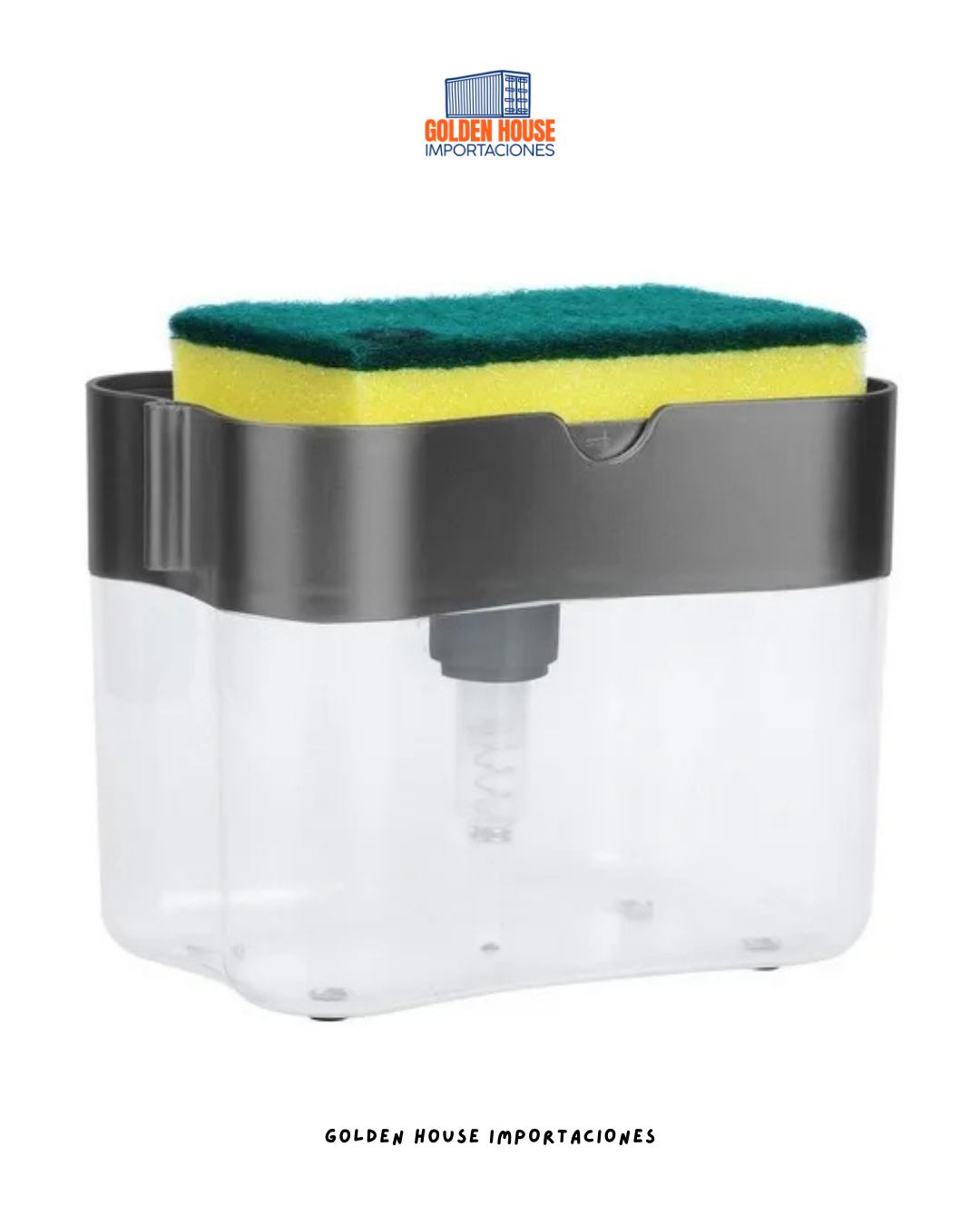 Dispensador De Jabon Liquido Lavaplatos Con Esponja Cocina Color Transparente