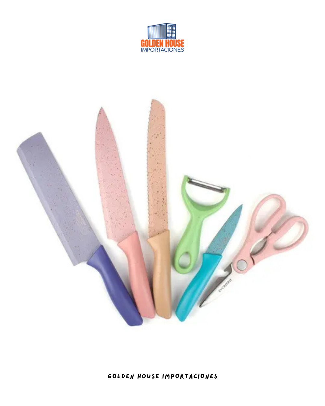 Juego De Cuchillos Luck 6 Piezas Color Pastel