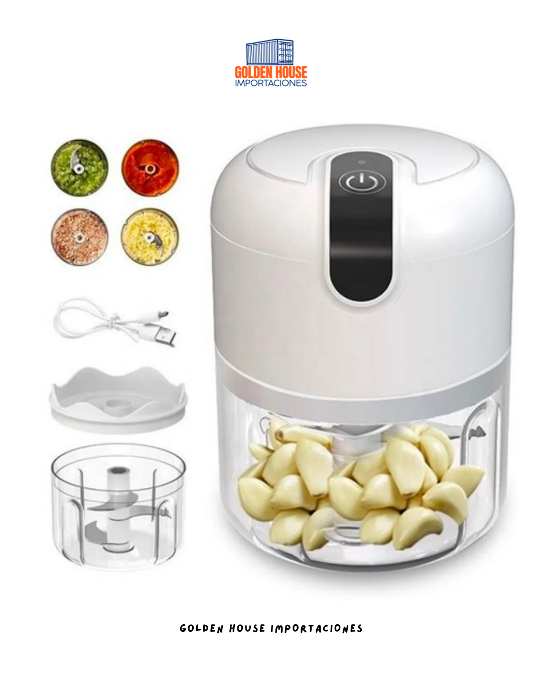 Picatodo Procesador Alimentos Recargable 250ml Tres Cuchilla