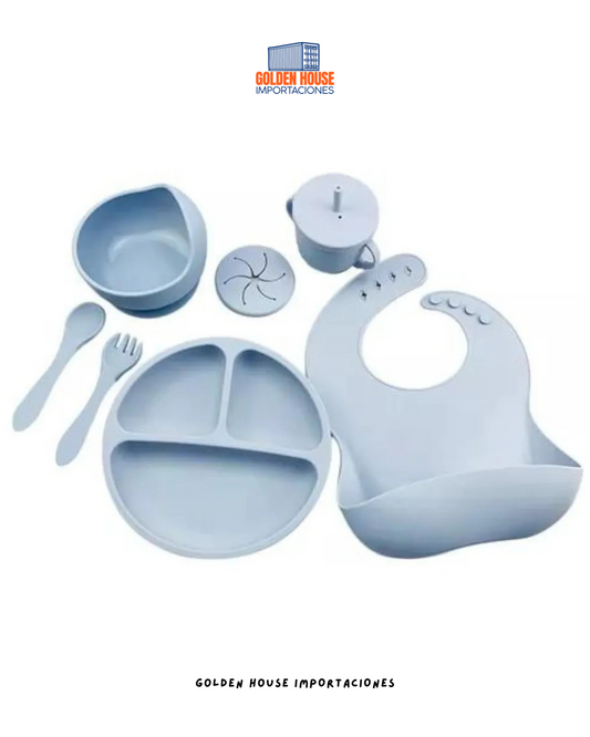 Set Vajilla Bebe Silicona Alimentacion
