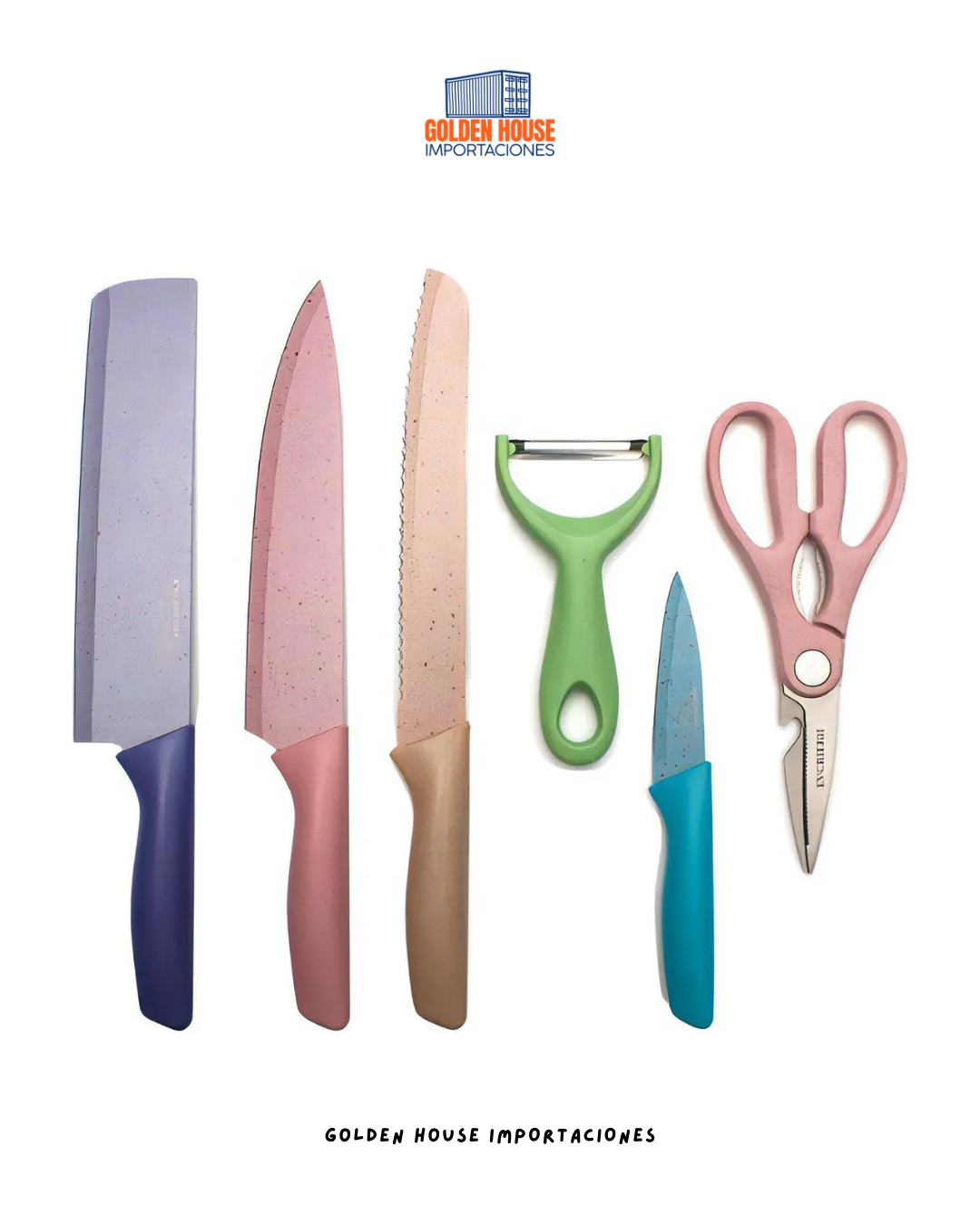 Juego De Cuchillos Luck 6 Piezas Color Pastel