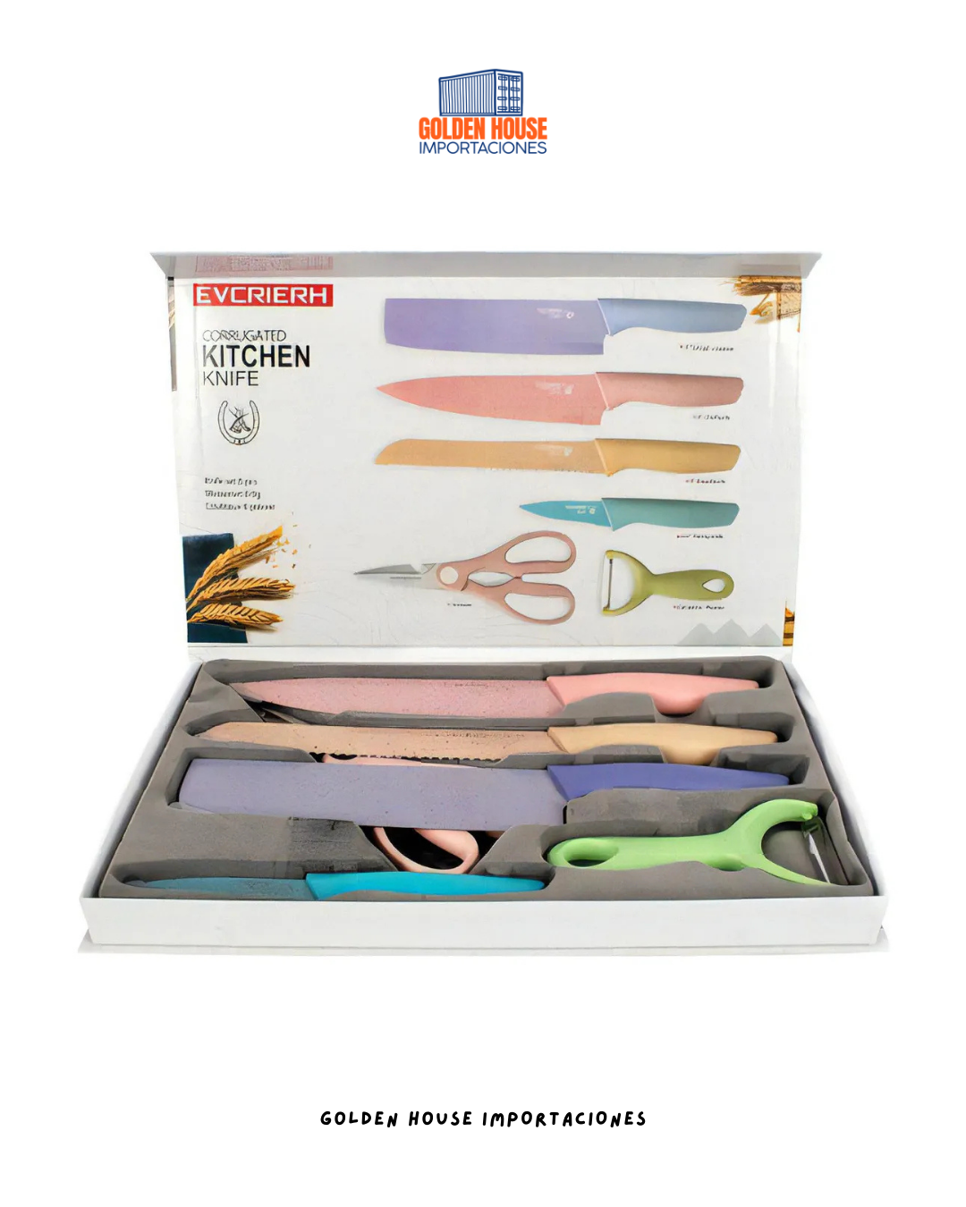 Juego De Cuchillos Luck 6 Piezas Color Pastel