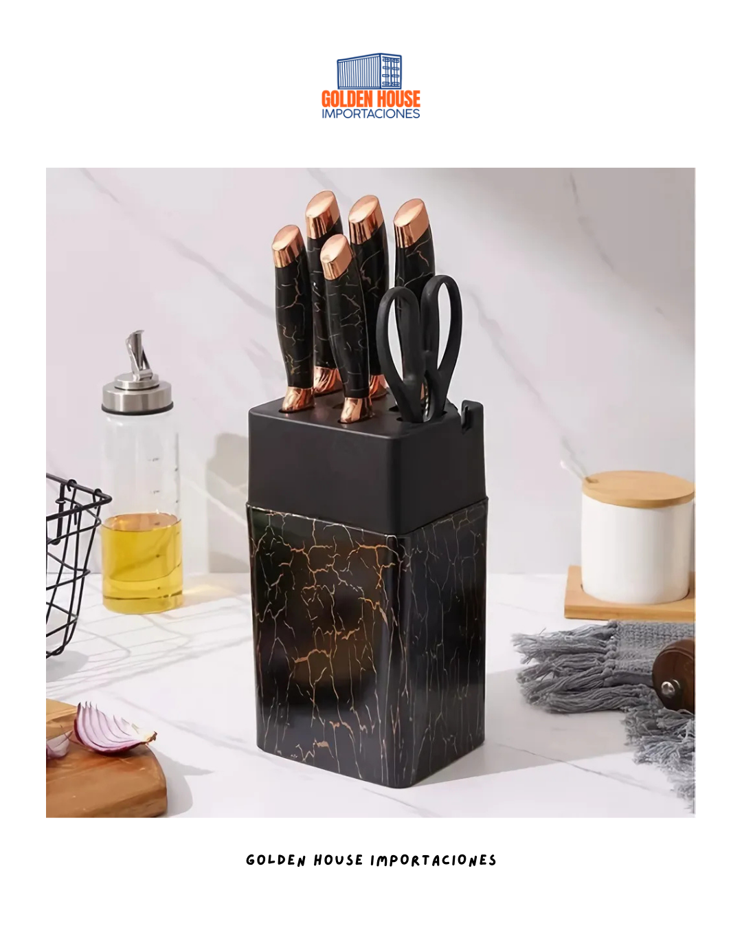 Set Cuchillos Cocina 7 Piezas Cerámica Soporte Base Tijeras Diseño