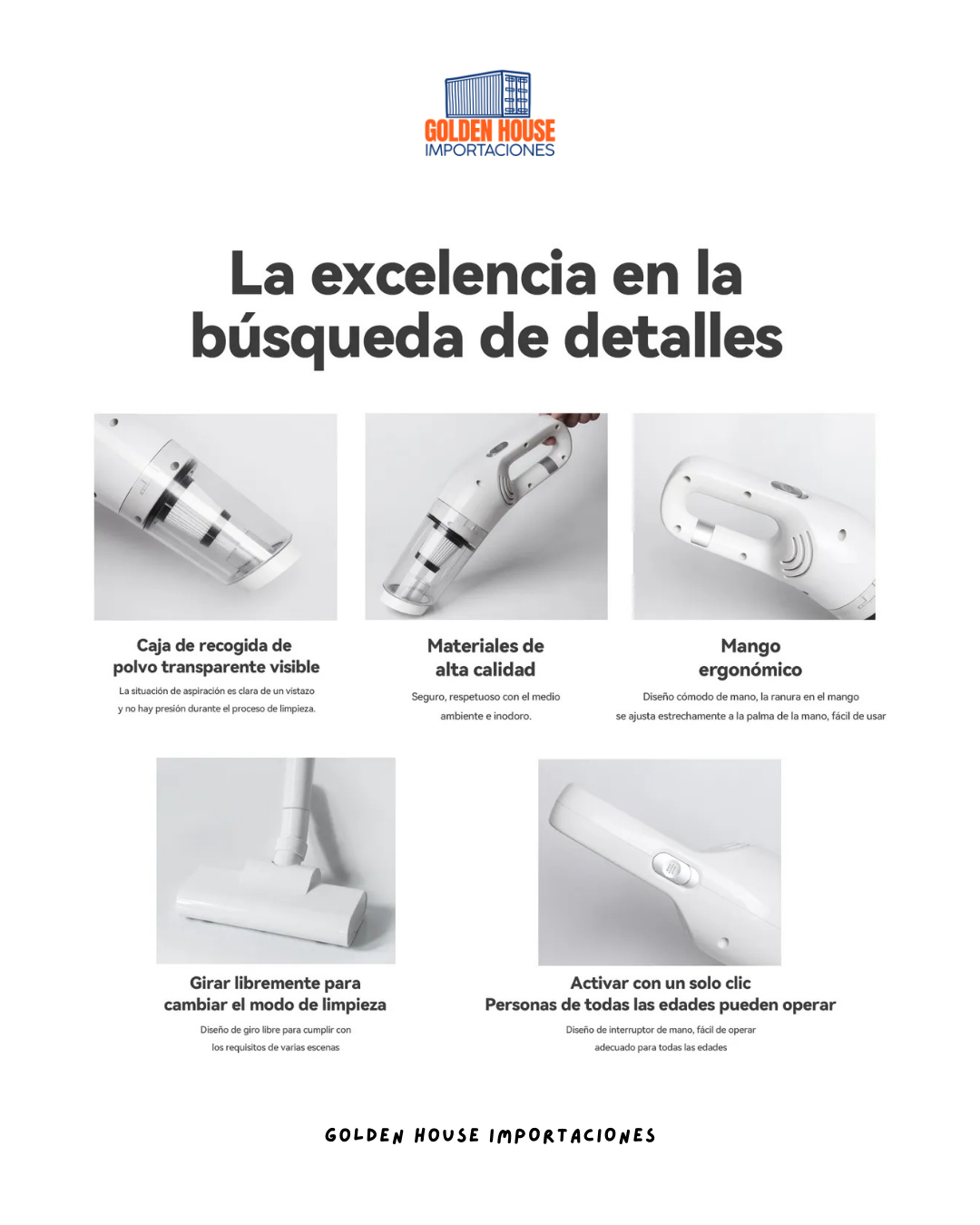 Aspiradora Inalambrica de Mano Portátil Dos En Uno Blanco