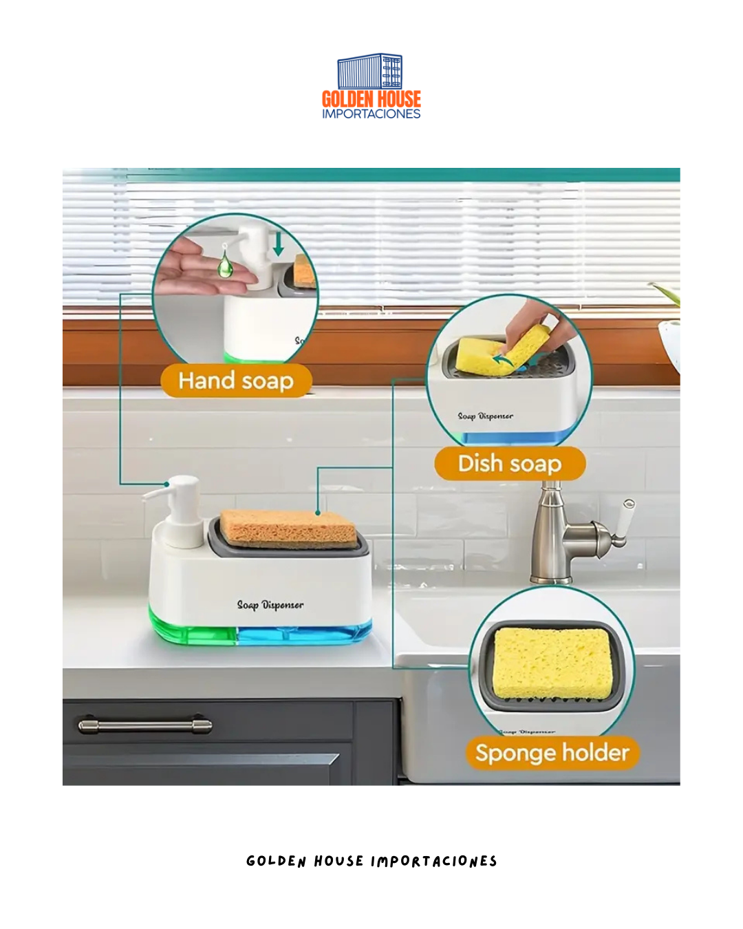 dispensador de jabón con soporte para esponja