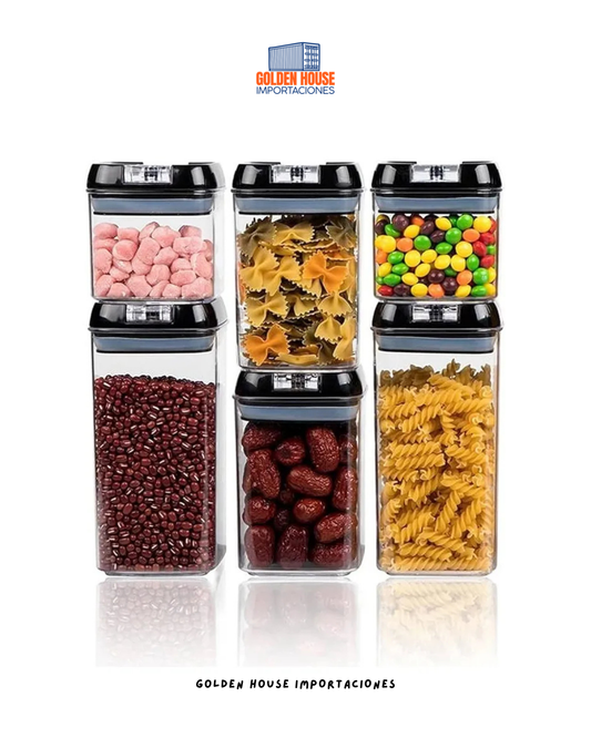 Set X6 Piezas De Contenedores Organizadores Cocina Con Tapa