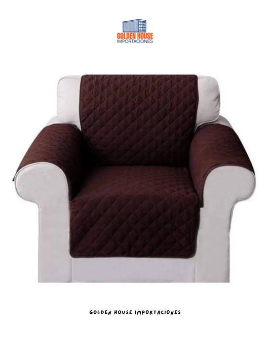 Protector Silla Sofa Doblefaz 1 Pto Lavable Marrón