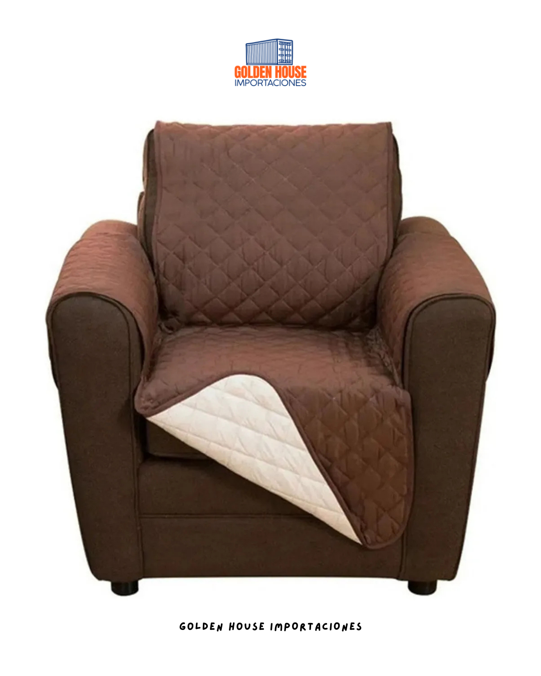 Protector Silla Sofa Doblefaz 1 Pto Lavable Marrón