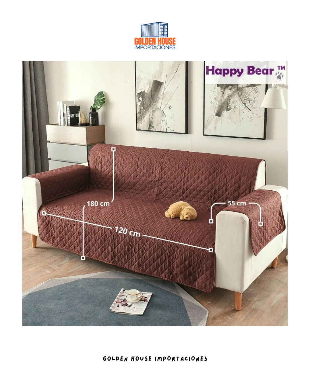 Forro Protector Cubre Sofa Mascotas Perros Y Gatos 3 Psto Marron