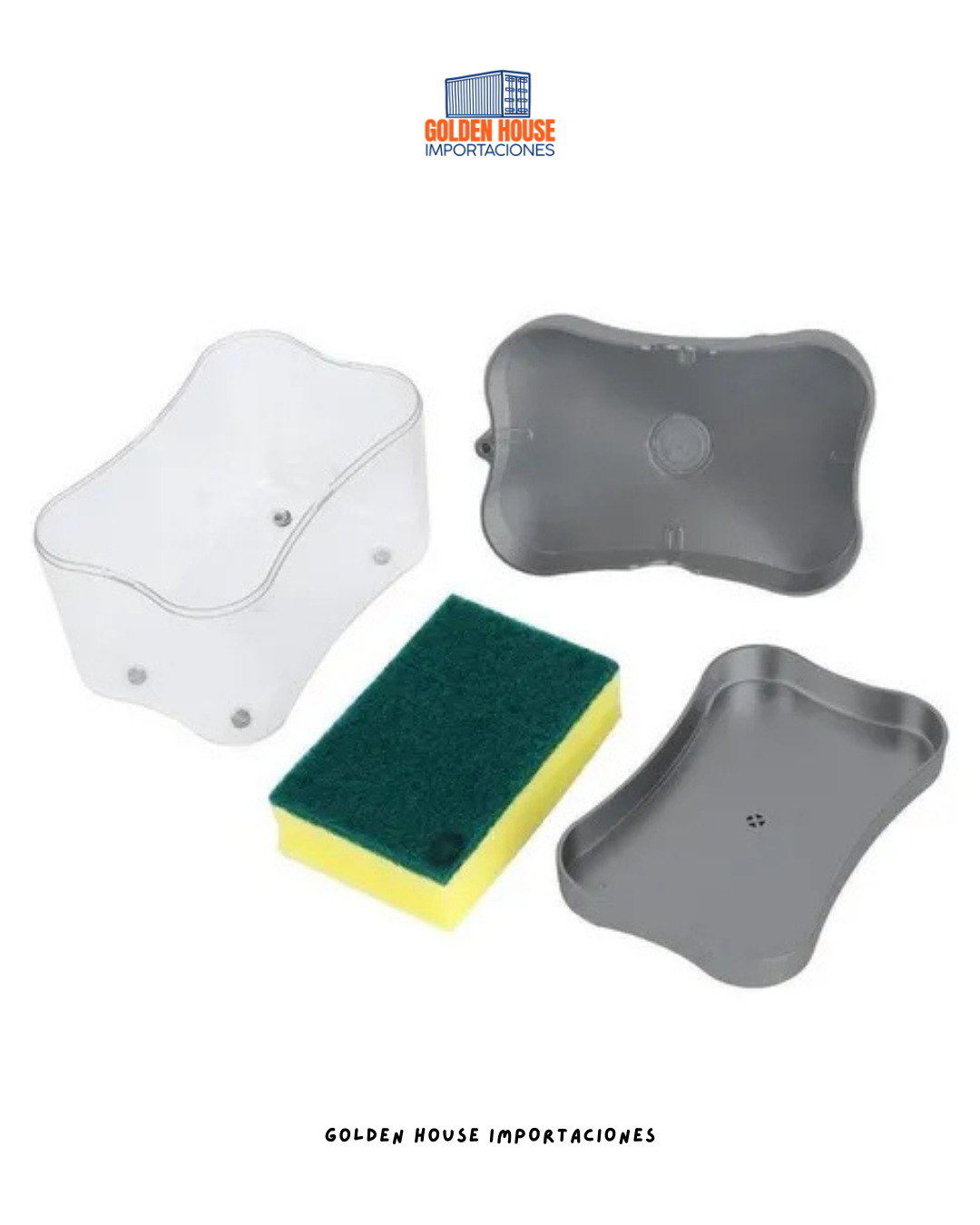 Dispensador De Jabon Liquido Lavaplatos Con Esponja Cocina Color Transparente